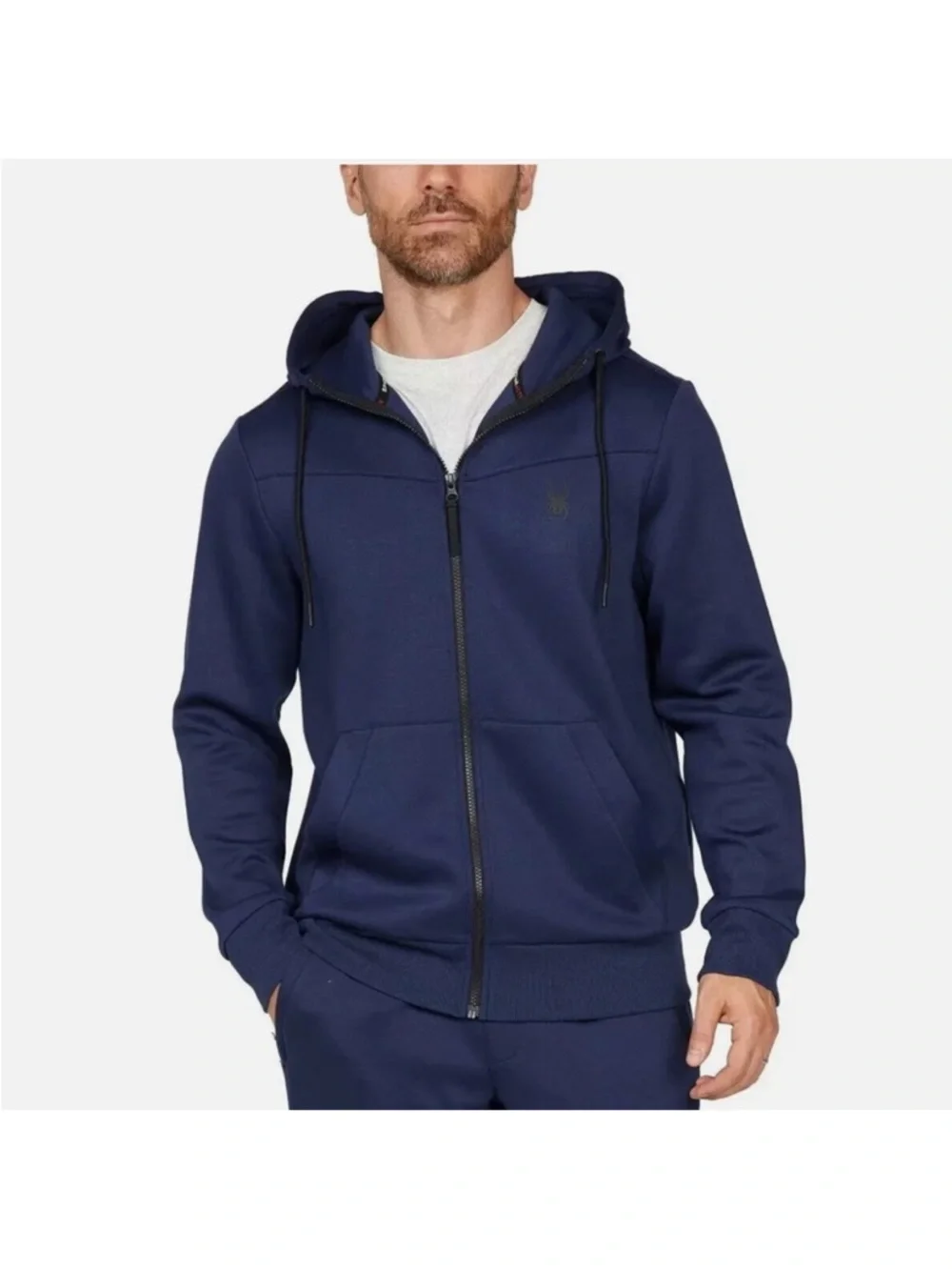 NEW SPYDER Men’s Navy Blue Full Zip-Up Hooded Jacket Sweatshirt Athletic size XL